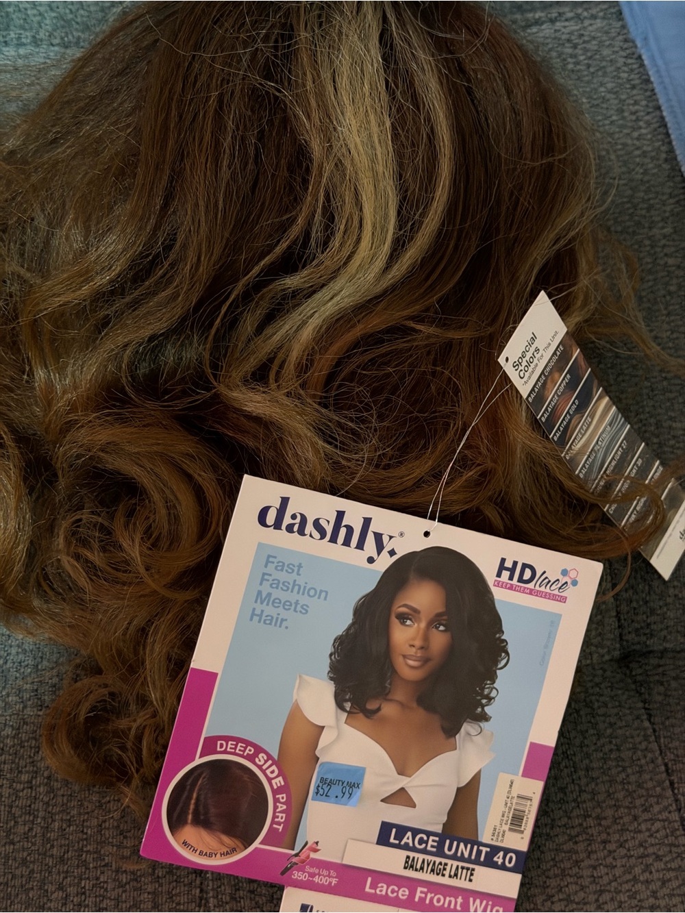 Dashly Balayage Latte Lace Front Wig - Brown with Blonde Highlights